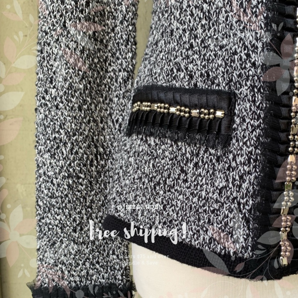 NWOT Tweed Inspired Knit Sweater Cardigan Jacket